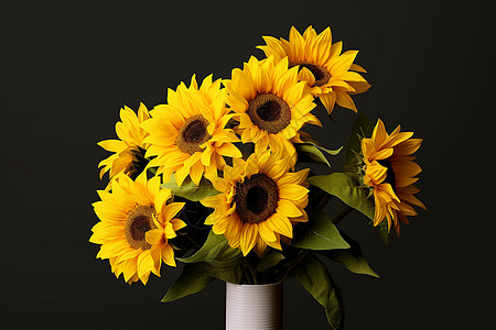 花瓶里的向日葵花朵图片