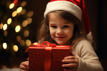 圣诞节拿着礼物的儿童背景图片