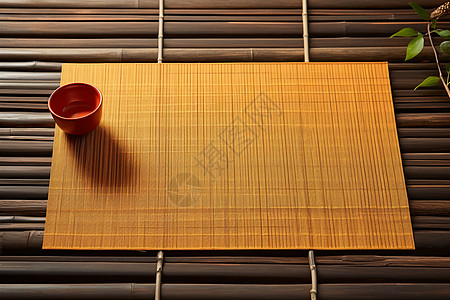 复古传统的竹制餐垫图片