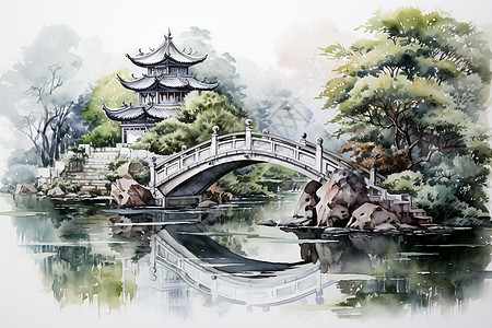 江南园林图背景图片