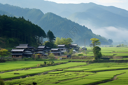 乡村美景田园山水背景