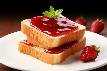 草莓三明治可口的面包背景