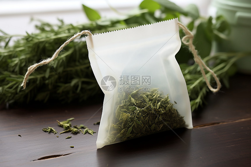 清新可口的茶包图片