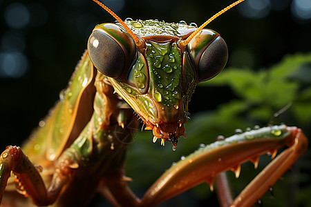 雨水中的螳螂图片