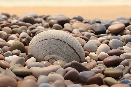 海滩河岸上的天然石头图片