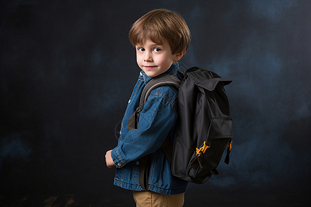 背包的男孩图片