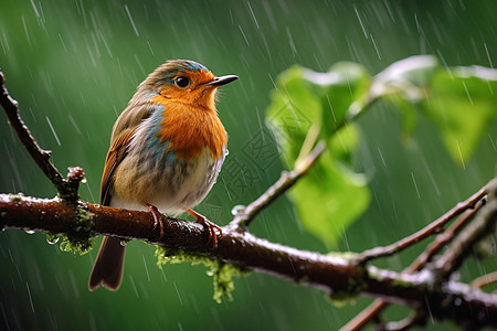 雨天的一只鸟图片