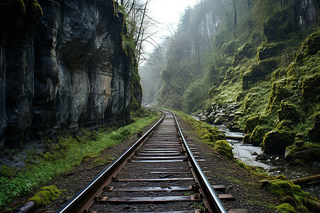 小火车穿过山谷图片