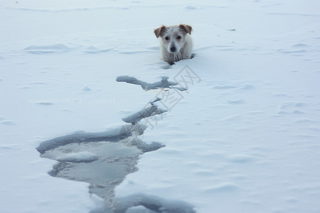 冬日寒冷中的狗狗图片