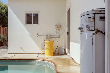 住宅的泳池和水系统背景图片