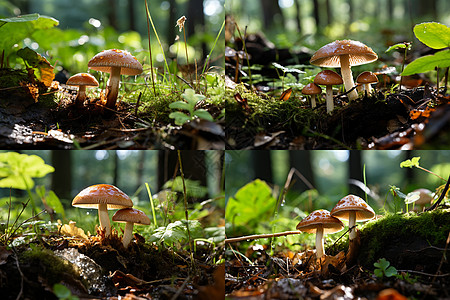 森林中一群蘑菇图片