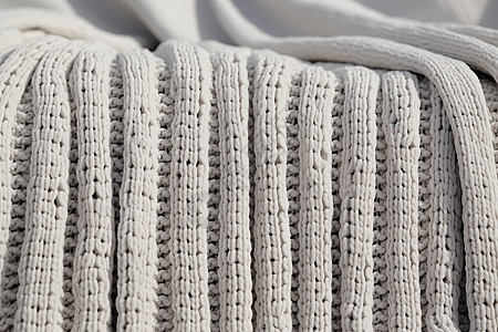 白色毛线编织毯子图片