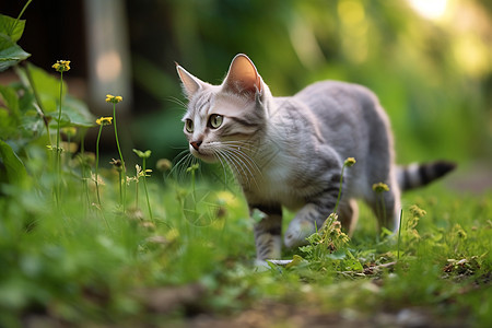 草地上的猫咪图片