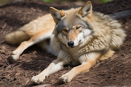 正在休息的野狼图片