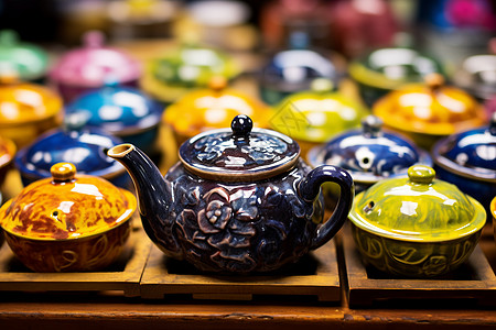 陶瓷手艺坊中的茶壶背景图片