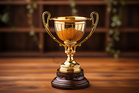 桌上的金色奖杯背景图片
