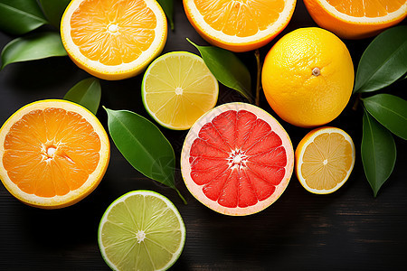 切开的柑橘果图片
