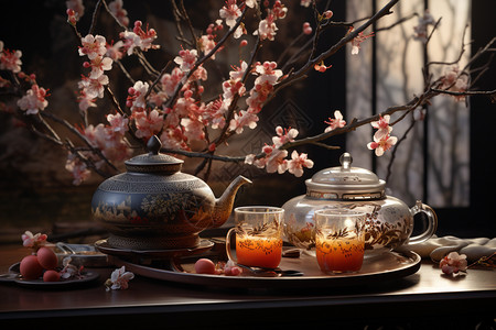 中国风茶具背景图片