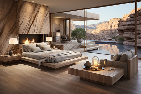 沙漠里的别墅卧室图片