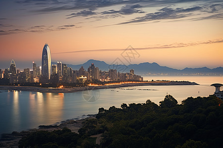 夜幕下的花夜幕下岛城的绝美风景背景