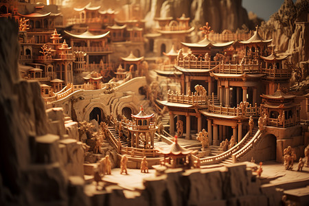 佛教古建筑粘土模型图片