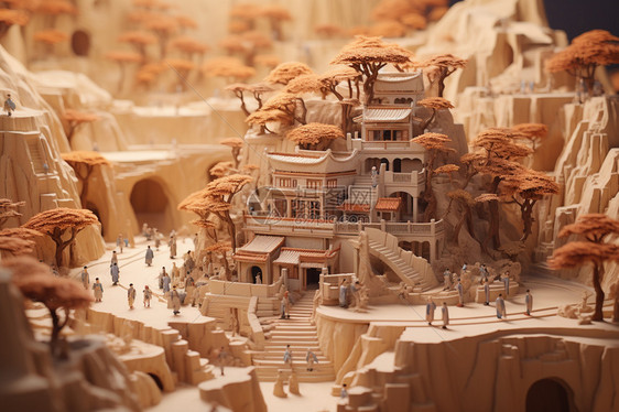 沙漠古建筑粘土模型图片