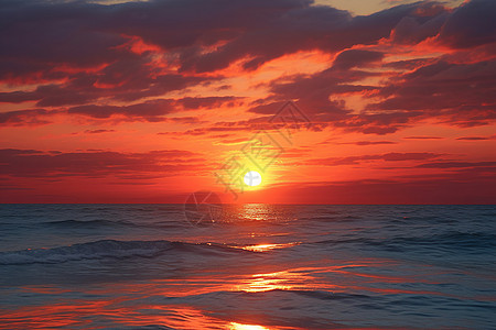 海边夕阳下的美丽风景图片