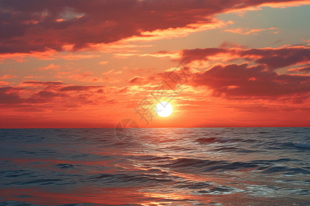 红色的天空海上落日背景