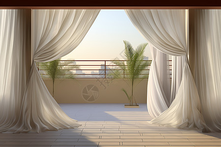 雅致的白纱阳台装饰风格图片