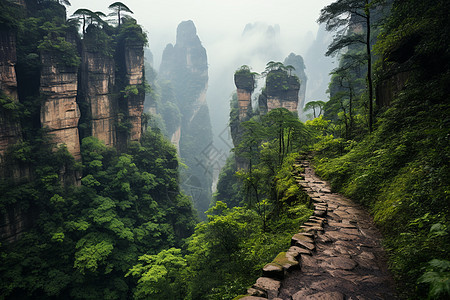 群山环绕的山径图片