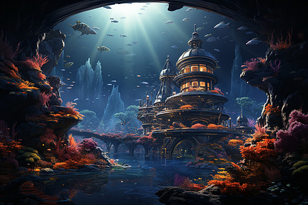 神秘绚丽的海底城堡图片