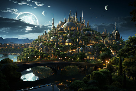 夜幕下的奇幻城市图片