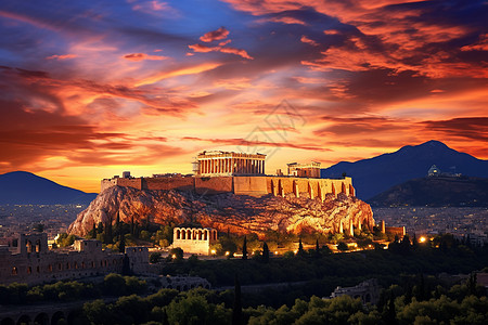 希腊历史的夕阳图片