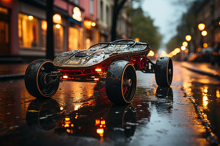 夜雨中的氢燃料电动车图片
