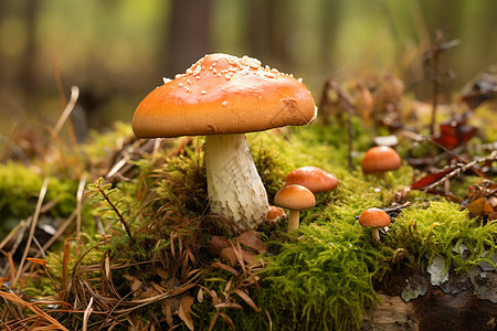 森林地面的蘑菇图片