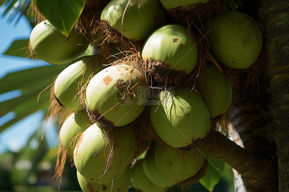 接满果实的椰子树图片