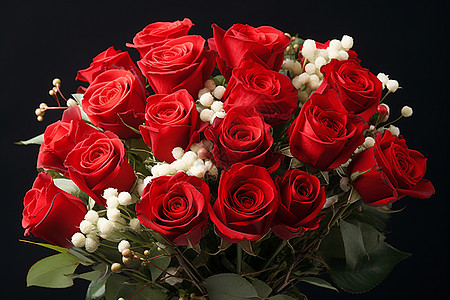 浪漫的红玫瑰花束图片