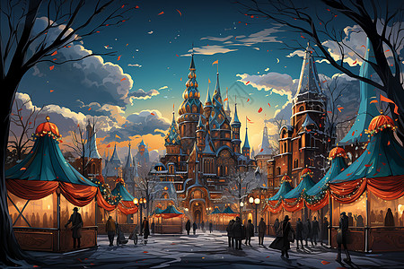 冬季狂欢乐园中的城堡图片