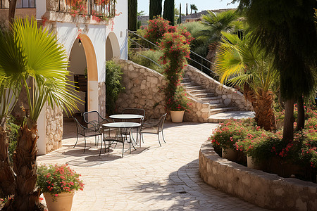 夏季素雅的地中海庭院装饰图片