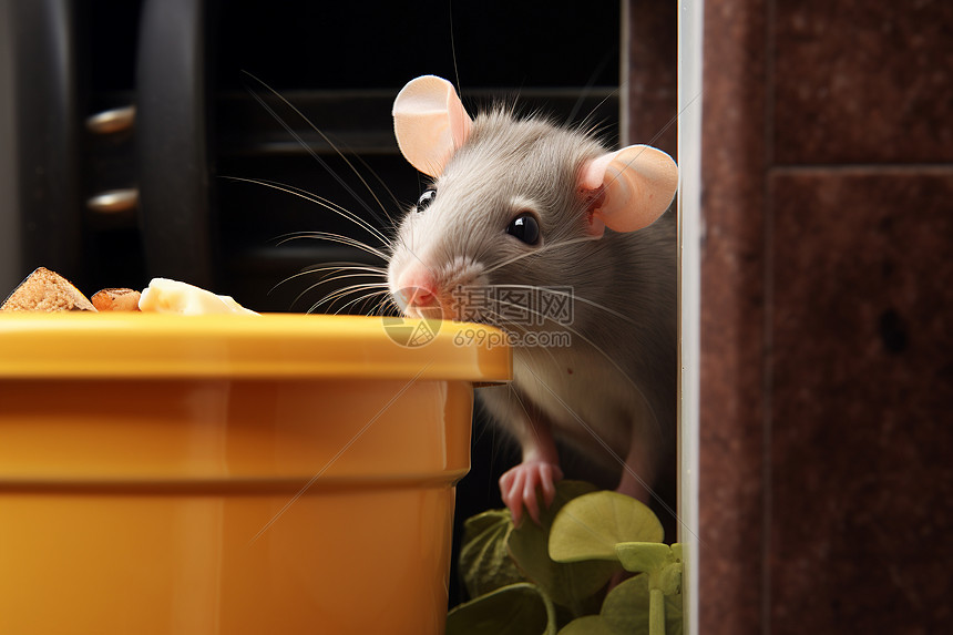 厨房中偷吃食物的老鼠图片