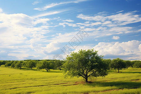 夏季农场种植的果树景观图片