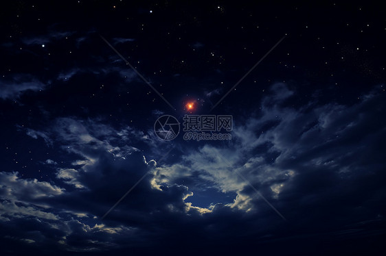 夜晚天空中的云彩和星星图片