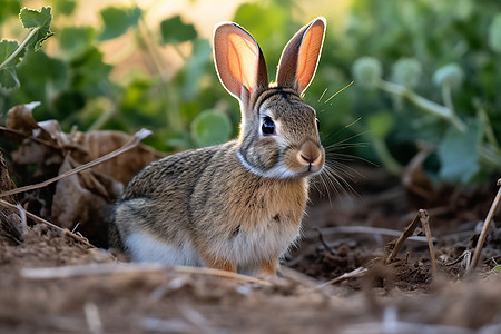 可爱呆萌的野生兔子图片