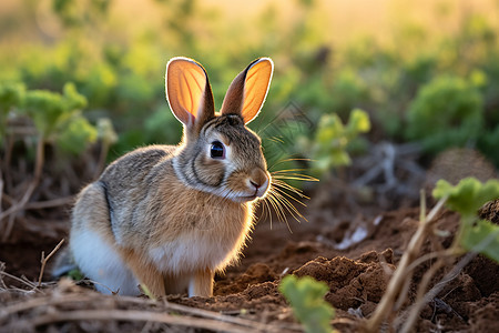 草地上觅食的野兔图片