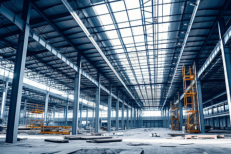 现代工业仓库的钢结构图片