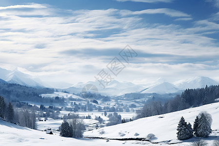 山坡中的冰雪图片