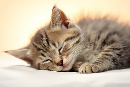 床上安睡的小猫幼崽图片