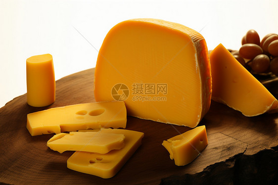 木板上的奶酪图片