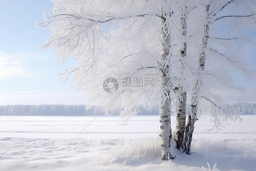 大雪覆盖的平原景观图片