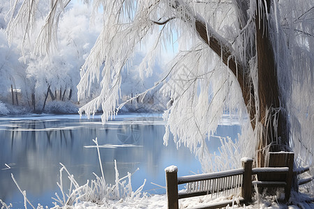 冬季美丽的树挂景观图片